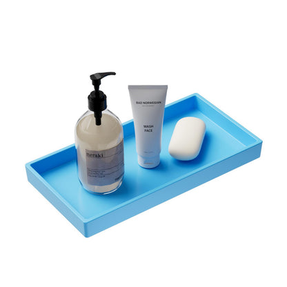 Vanity and Bathroom Tray, 7.7" ABS Countertop Organizer,Waterproof Vanity Tray for Toilet Tank,Perfume,Soap,Keys,Bathroom Accessories,Kitchen and Bath Trays,Non Slip Small Trays,White