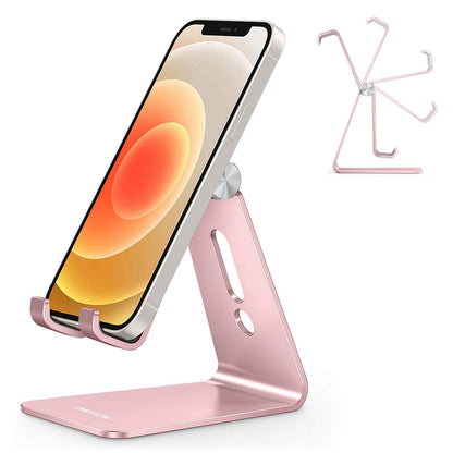 OMOTON C2 Adjustable Aluminum Cell Phone Stand with Charging Cutout, Silver