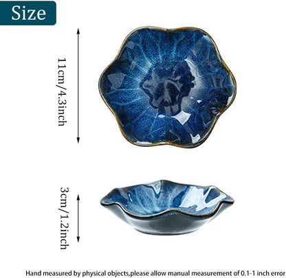 Blue Ceramic Leaf Jewelry Tray, Small Ring Dish Holder, Key Bowl, Trinket Catch-all for Nightstand or Entryway Table Decor