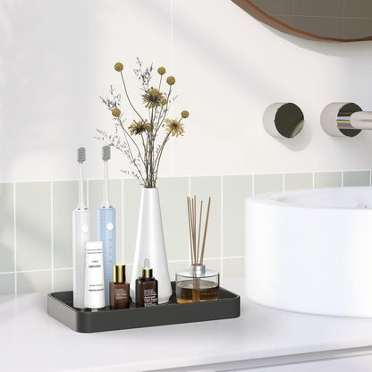 Gurygo Vanity Tray for Bathroom, 10" Ceramic Soap Dispenser Tray for Kitchen Counter, Bathroom Trays for Counter, Kitchen Tray for Soap Bottles (Black, Set/1)…