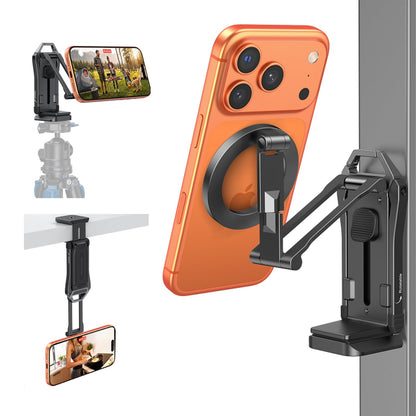 OMOTON TP02-Pro 5 in 1 Magnetic Phone Holder for Vlogging Essentials, Black