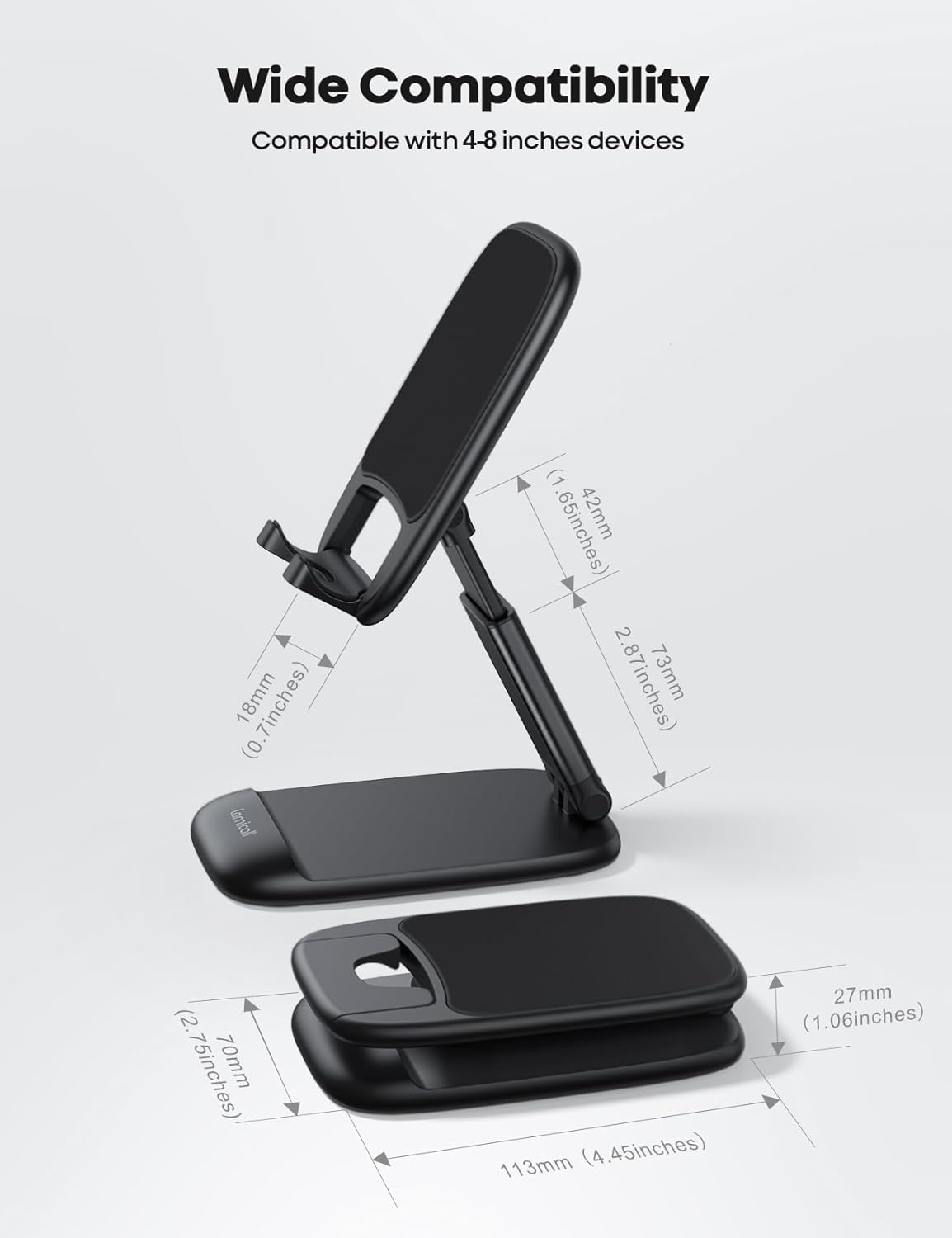 Lamicall Cell Phone Stand for Desk, Height Angle Adjustable Phone Holder