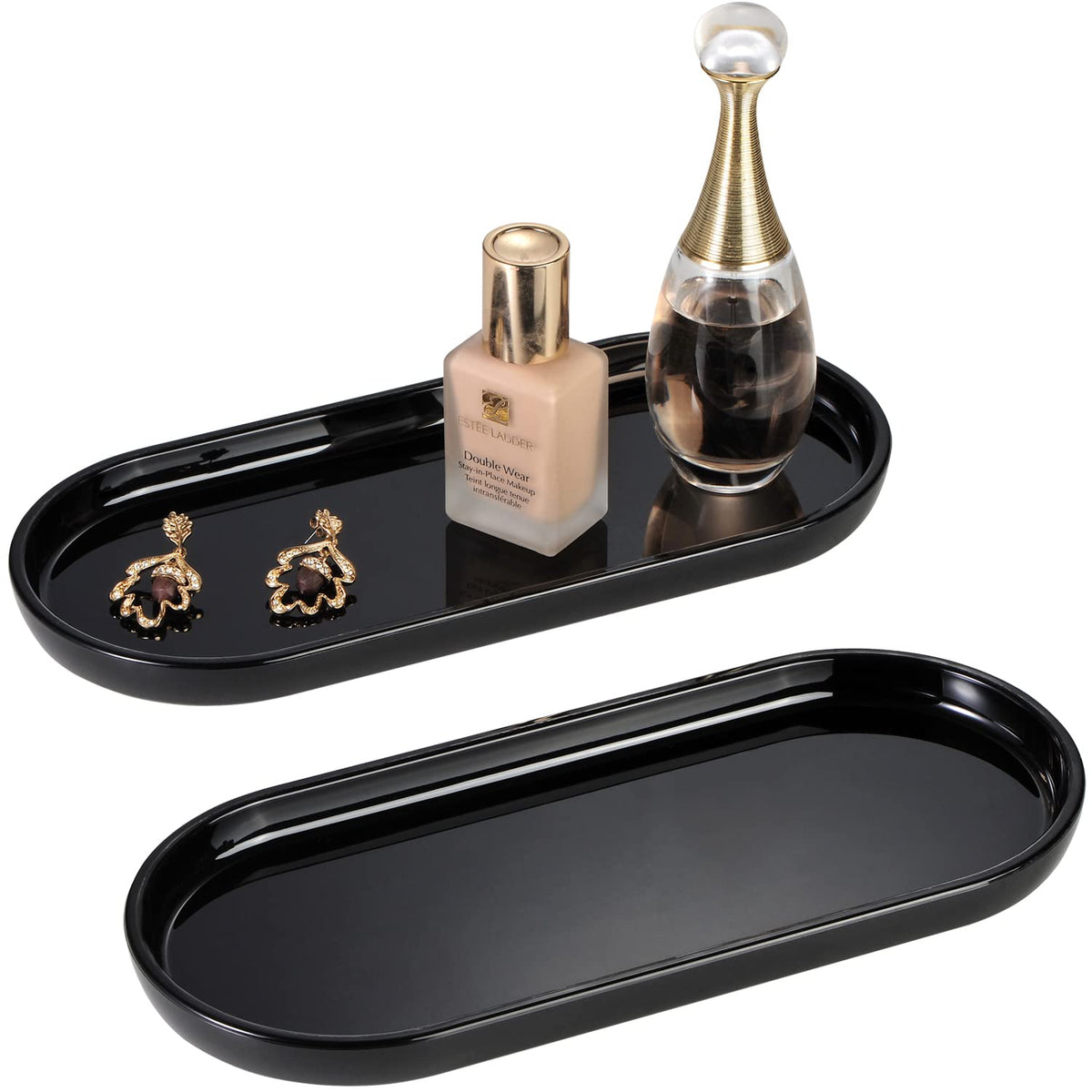 SheeChung Metal Vanity Tray, Bathroom Counter Storage Tray, Bronze 2 Pack
