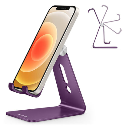 OMOTON Adjustable Cell Phone Stand, C2 Aluminum Desktop Phone Holder Dock Compatible with iPhone 15 14 13 Xs XR 8 Plus 7 6, Samsung Galaxy, Google Pixel, Android Phones, Rose Gold