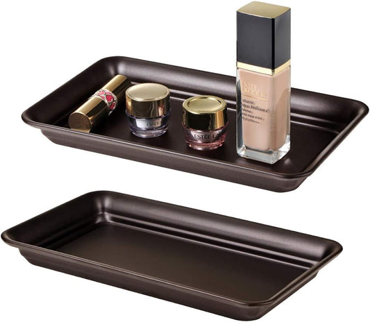 SheeChung Metal Vanity Tray, Bathroom Counter Storage Tray, Bronze 2 Pack