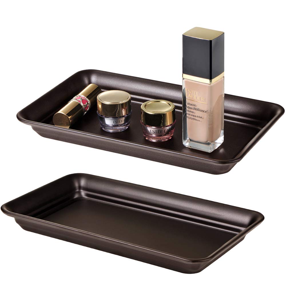 SheeChung Metal Vanity Tray, Bathroom Counter Storage Tray, Bronze 2 Pack
