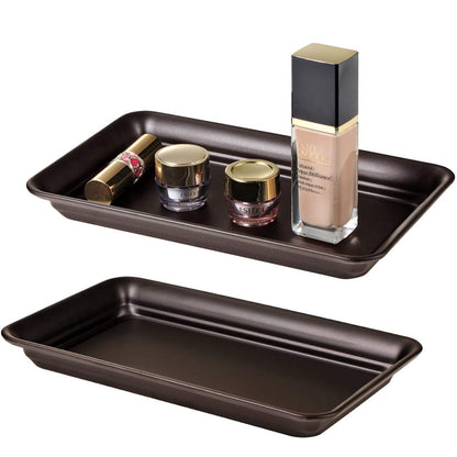 SheeChung Metal Vanity Tray, Bathroom Counter Storage Tray, Bronze 2 Pack