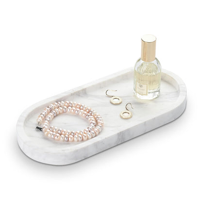 Turkish Marble Perfume Tray, Beige Bathroom Tray 10 Inch