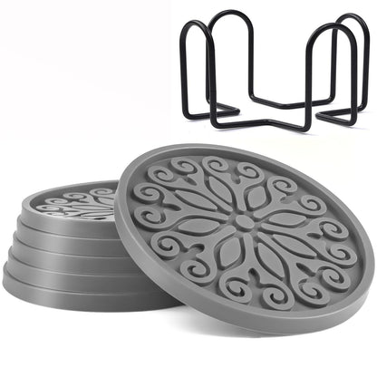 Silicone Coasters for Drinks,Resistant Reusable Drink Coasters-Great Gift for Birthday, Housewarming,Room Decor,Holiday Party (*2-Gray)