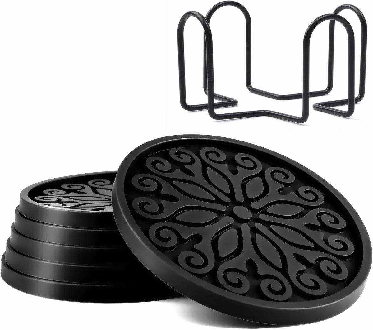 Silicone Coasters for Drinks,Resistant Reusable Drink Coasters-Great Gift for Birthday, Housewarming,Room Decor,Holiday Party (*2-Gray)