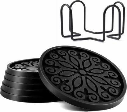 Silicone Coasters for Drinks,Resistant Reusable Drink Coasters-Great Gift for Birthday, Housewarming,Room Decor,Holiday Party (*2-Gray)