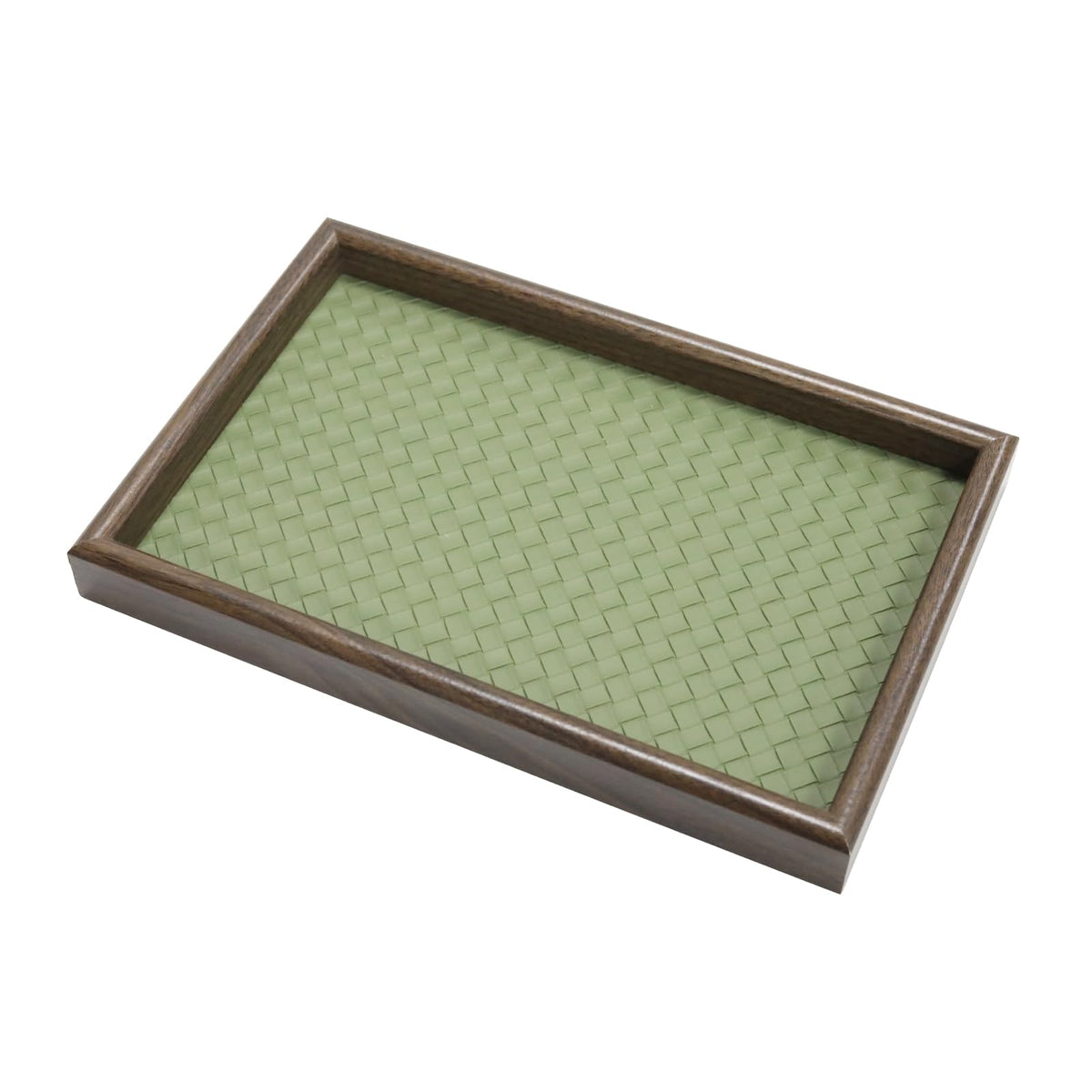 Wooden Valet Tray with Floral Base, Green Vintage Blossoms