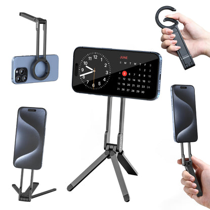 ULANZI MA30 Magnetic Phone Tripod Stand for iPhone - Aluminium Maglock Smartphone Mini Tripod Pocket Cell Phone Stand Strong Magnet Quick Mount Compatible with iPhone 17 16 15 14 13 12 Series, Black