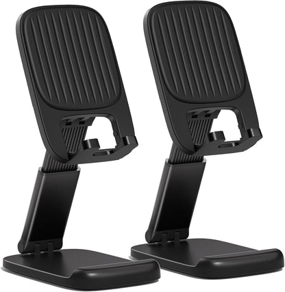 NKNZLY 2 Pack Cell Phone Stand for Desk, Foldable Mobile Phone Holder-Black