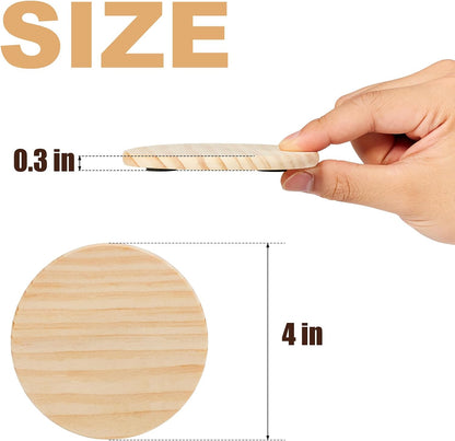 46Pcs Unfinished Wood Coasters-4" Unfinished Natural Wood Slices for Crafts Round with Non-Slip for Wedding Decoration/Blank Coasters Wood Kit DIY Architectural Models Drawing Painting Wood Engraving