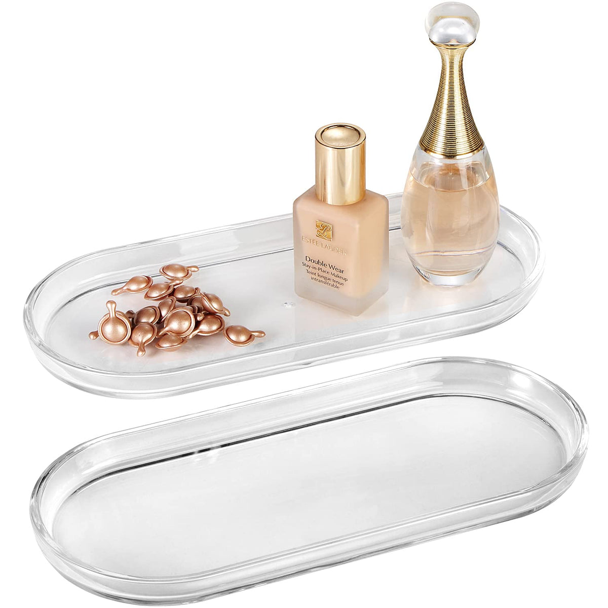 SheeChung Metal Vanity Tray, Bathroom Counter Storage Tray, Bronze 2 Pack