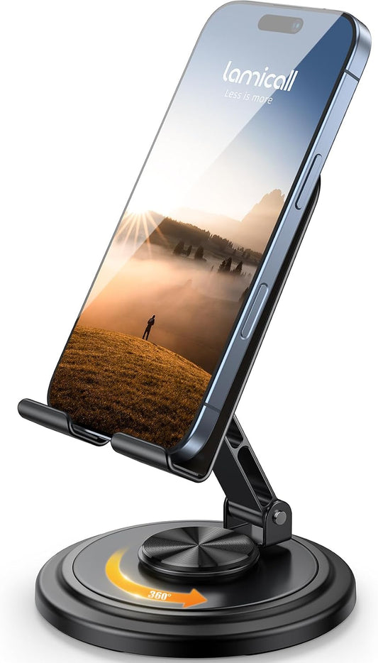Lamicall 360° Rotation Cell Phone Stand for Desk, Sturdy Phone Holder