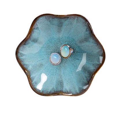 Lotus Leaf Ceramic Jewelry Ring Dish for Women (Mist Green)