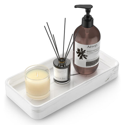Gurygo Vanity Tray for Bathroom, 10" Ceramic Soap Dispenser Tray for Kitchen Counter, Bathroom Trays for Counter, Kitchen Tray for Soap Bottles (Black, Set/1)…