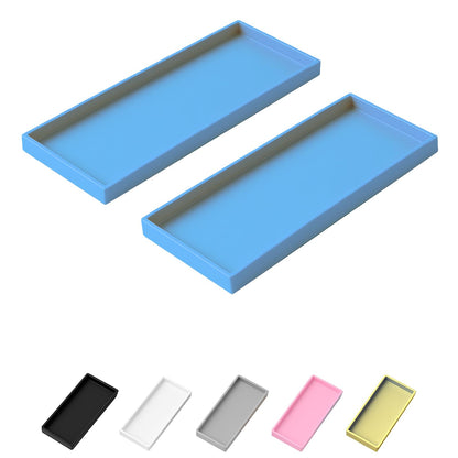 Vanity and Bathroom Tray, 7.7" ABS Countertop Organizer,Waterproof Vanity Tray for Toilet Tank,Perfume,Soap,Keys,Bathroom Accessories,Kitchen and Bath Trays,Non Slip Small Trays,White