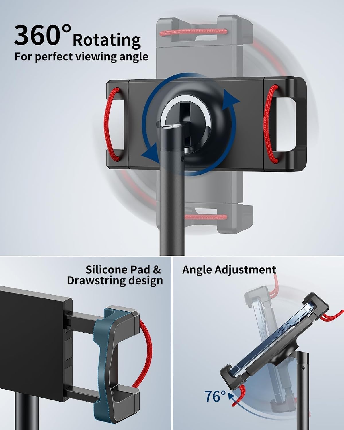 SAIJI iPad Stand for Desk - Height Adjustable & Weighted Base Phone Holder