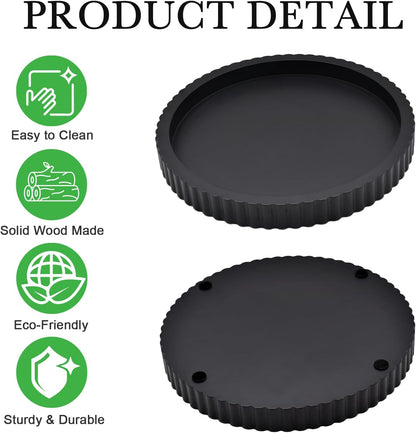 Modern Decorative Tray for Coffee Table, 11" Wooden Black Round Small Decor Tray for Candle, Perfume, Vanity, Kitchen Island Counter & Table Centerpiece
