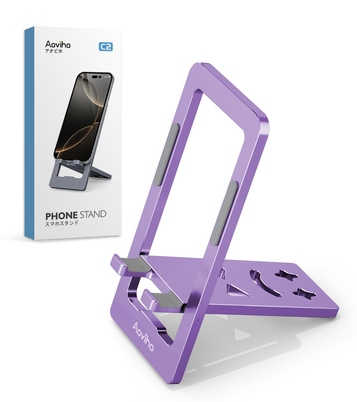 Aoviho Foldable Cell Phone Stand for Desk, Portable Phone Holder,Black