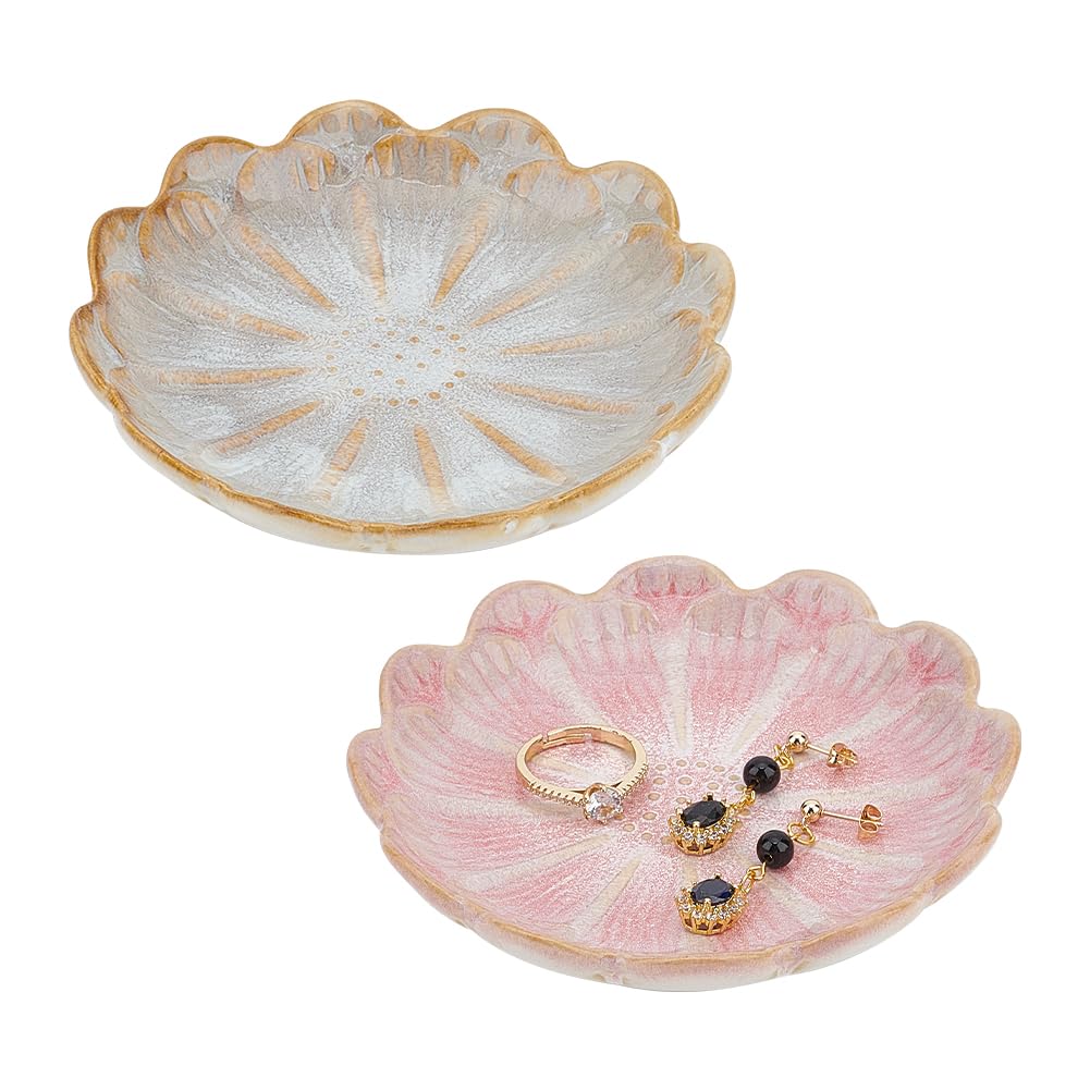 NBEADS Starfish Shape Ceramic Jewelry Tray, Aqua Shell Trinket Dish Ceramic Ring Earring Holder Ocean-themed Decorative Trinket Plate for Rings Earrings Necklaces Bracelet Jewelry Watch Keys