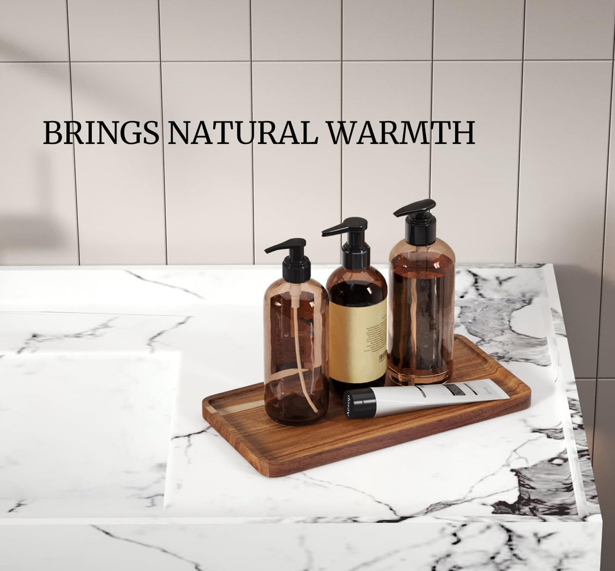 VERTORGAN 2 Pack Acacia Wood Serving Tray,9.8x5.9 Inch Trays,Home Decor