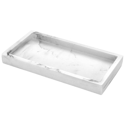 Luxspire Resin Bathroom Tray for Countertop Organizer, Mini, White Marble