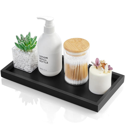 ALELION 6" Small Tiny Bathroom Vanity Tray for Counter - Acacia Wood Dish Soap Dispenser Tray for Kitchen - Decorative Tray for Kitchen Dresser Tops Perfume Jewelry