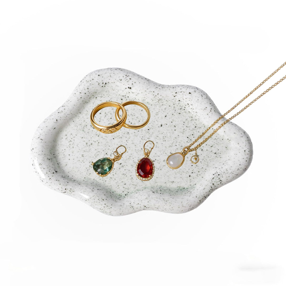 Small Jewelry Dish for Women, Gifts for Mom, Ceramic Jewlery Tray Ring Holder, Vanity Ring Dish Cute Cloud Tray, Nightstand Decor Trinket Bowl for Earrings, Perfume, Keys, White Jewelry Plate