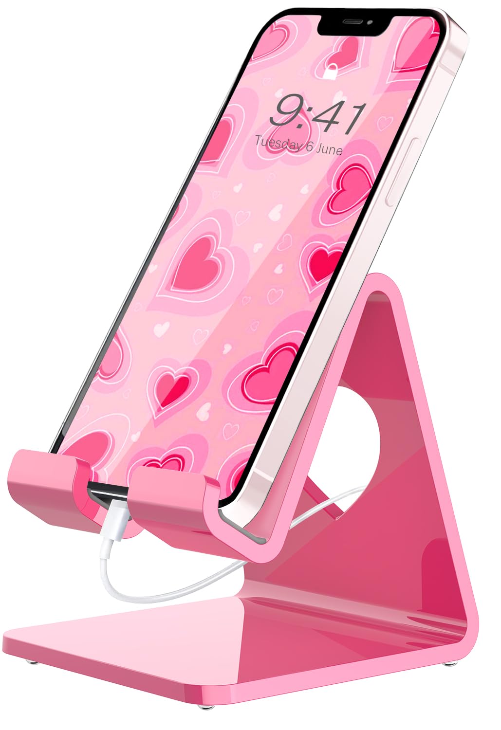 Crpich Acrylic Cell Phone Stand, Portable Phone Holder, Clear Phone Stand for Desk, Compatible with Phone16 15 14 13 Pro Max Mini 12 11 SE, Switch, Android Smartphone, Pad, Tablet, Desk Accessories