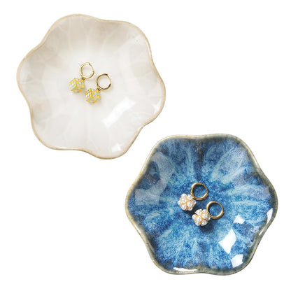 JAMEND CLXP Lotus Leaf Shape Decorative Ring Tray, Small Key Bowl, Ceramic Trinket Tray Jewelry Dish Organizing Necklace Earrings, Home Decoration for Mom Best Friend Sister, Light Green.