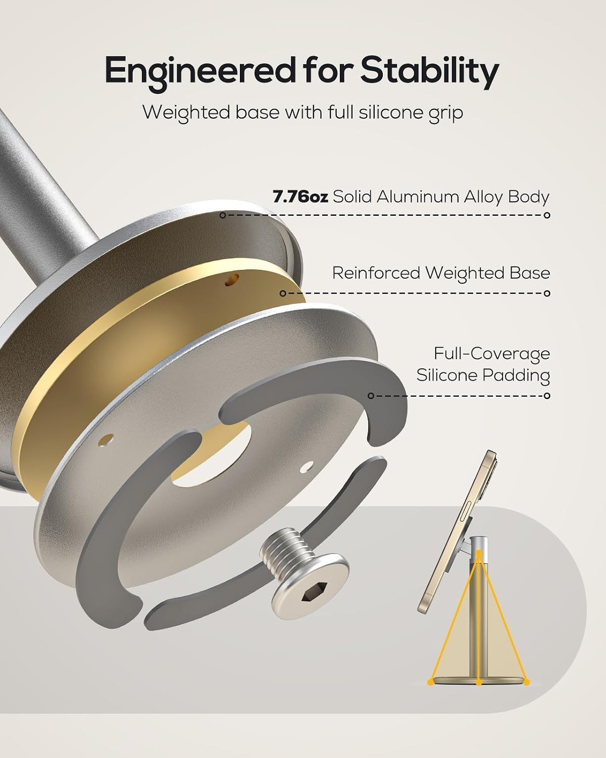 Nulaxy Magnetic Full Aluminum Cell Phone Stand with 360 Rotating Adjustment