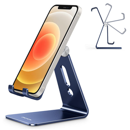 OMOTON Adjustable Cell Phone Stand, C2 Aluminum Desktop Phone Holder Dock Compatible with iPhone 15 14 13 Xs XR 8 Plus 7 6, Samsung Galaxy, Google Pixel, Android Phones, Rose Gold
