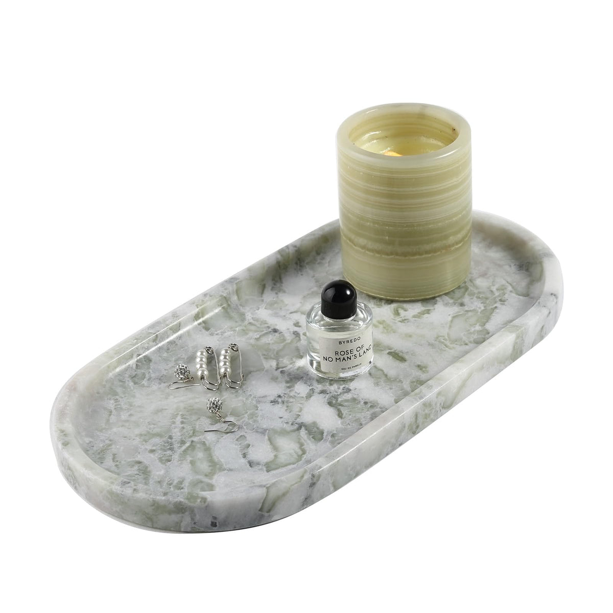 Koville Italian Travertine Tray, 12"x6" Vanity Decorative Marble Tray for Countertop, Catchall Tray for Perfume, Candles, Jewelry Dish Tray