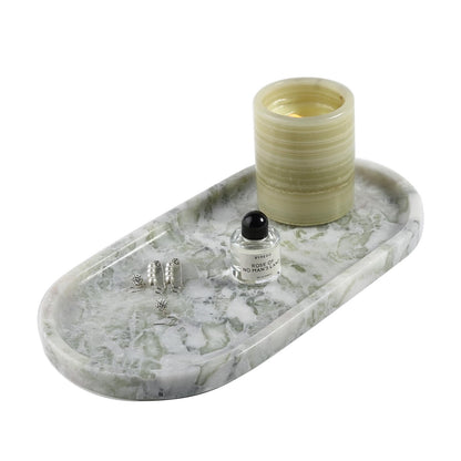 Koville Italian Travertine Tray, 12"x6" Vanity Decorative Marble Tray for Countertop, Catchall Tray for Perfume, Candles, Jewelry Dish Tray