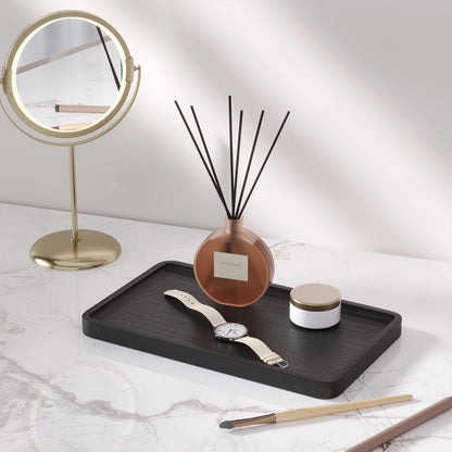 VERTORGAN Bamboo Serving Tray,9.8x5.9 Inch Trays,Home Decor(Black)