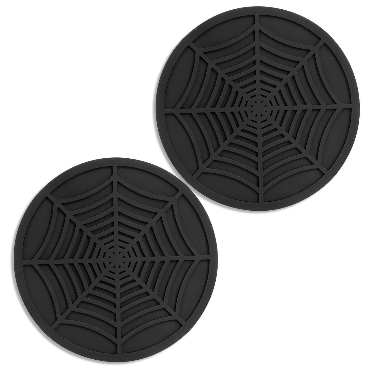 3 Pack Silicone Coasters for Drinks, Thickened Black Coaster with Deep Tray Grooved Design Cup Mat, Washable Heat Resistant Durable Non-Slip Coasters for Coffee Table Wooden Desk Kitchen Bar