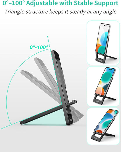 Aoviho Foldable Cell Phone Stand for Desk, Portable Phone Holder,Black