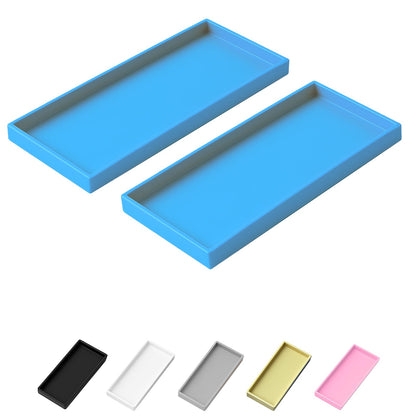 Vanity and Bathroom Tray, 7.7" ABS Countertop Organizer,Waterproof Vanity Tray for Toilet Tank,Perfume,Soap,Keys,Bathroom Accessories,Kitchen and Bath Trays,Non Slip Small Trays,White