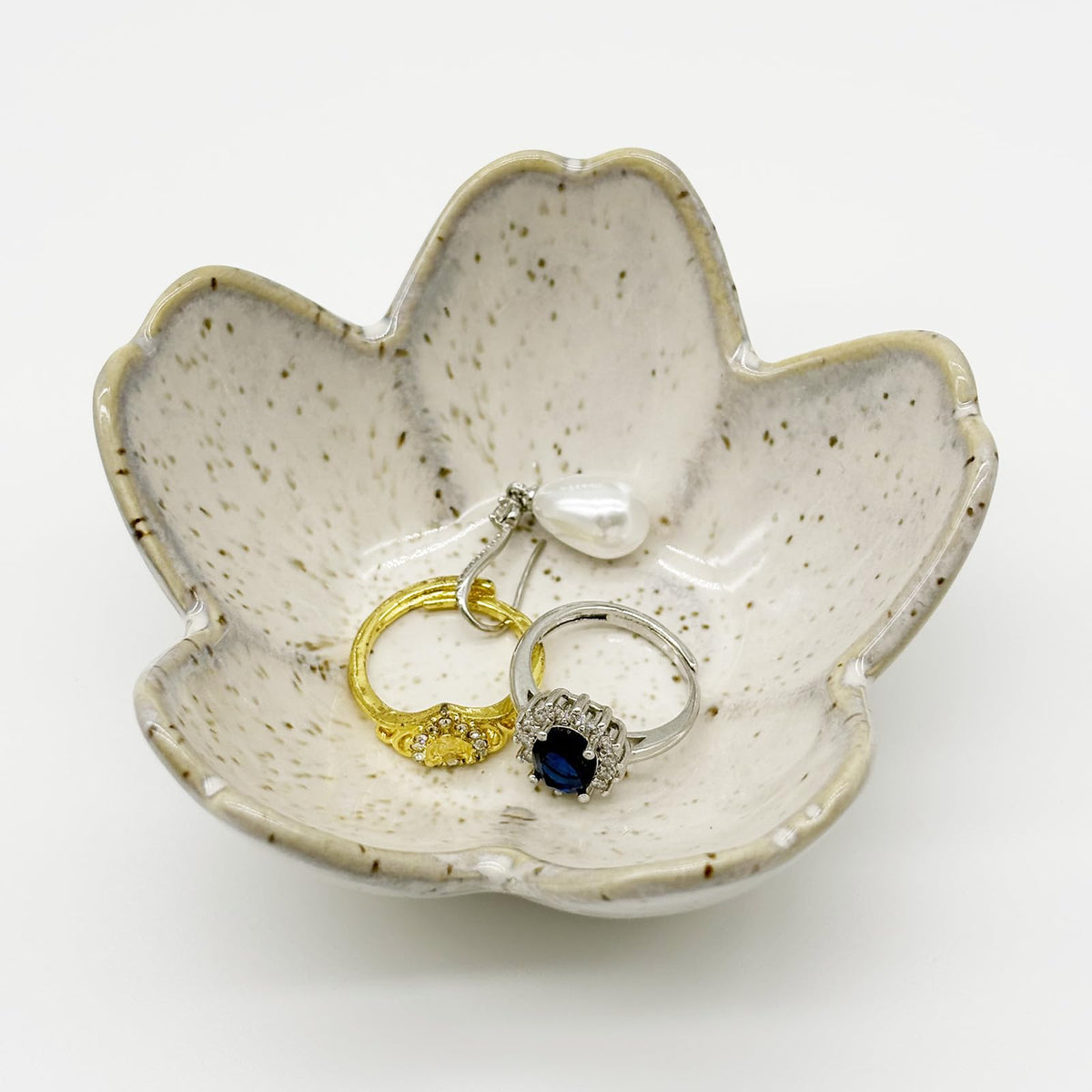 Ring Dish, Ceramic Jewelry Tray, Trinket Holder for Bathroom Nightstand, Small Decorative Bowl (Green)
