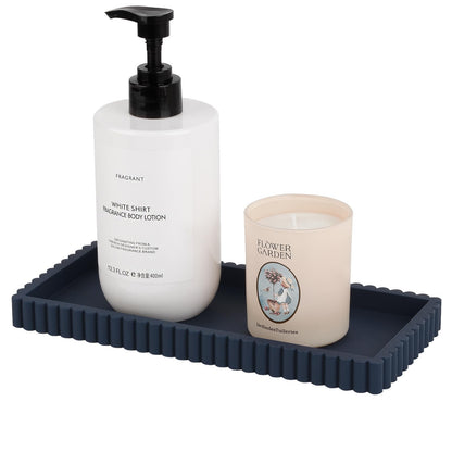 Silicone Bathroom Tray Small Vanity Tray Kitchen Counter Decor, Black