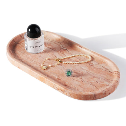 Koville Italian Travertine Tray, 12"x6" Vanity Decorative Marble Tray for Countertop, Catchall Tray for Perfume, Candles, Jewelry Dish Tray