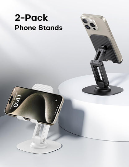OMOTON Cell Phone Stand for Desk, 2 Pack Adjustable Foldable Phone Holder