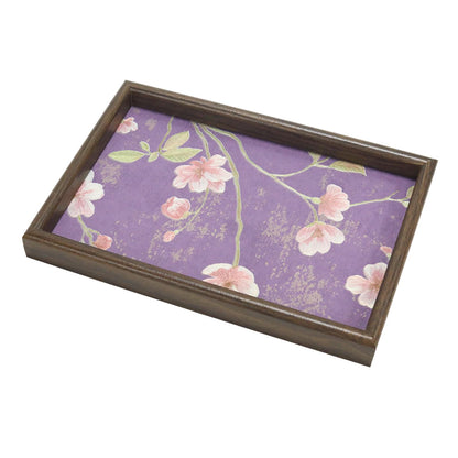 Wooden Valet Tray with Floral Base, Green Vintage Blossoms