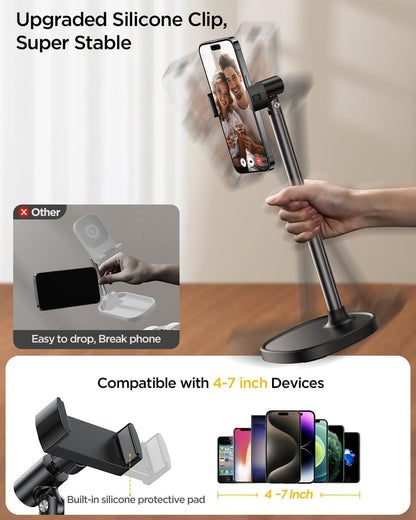 DIMONCOAT Phone Stand for Desk Angle Height Adjustable Phone Holder iPhone