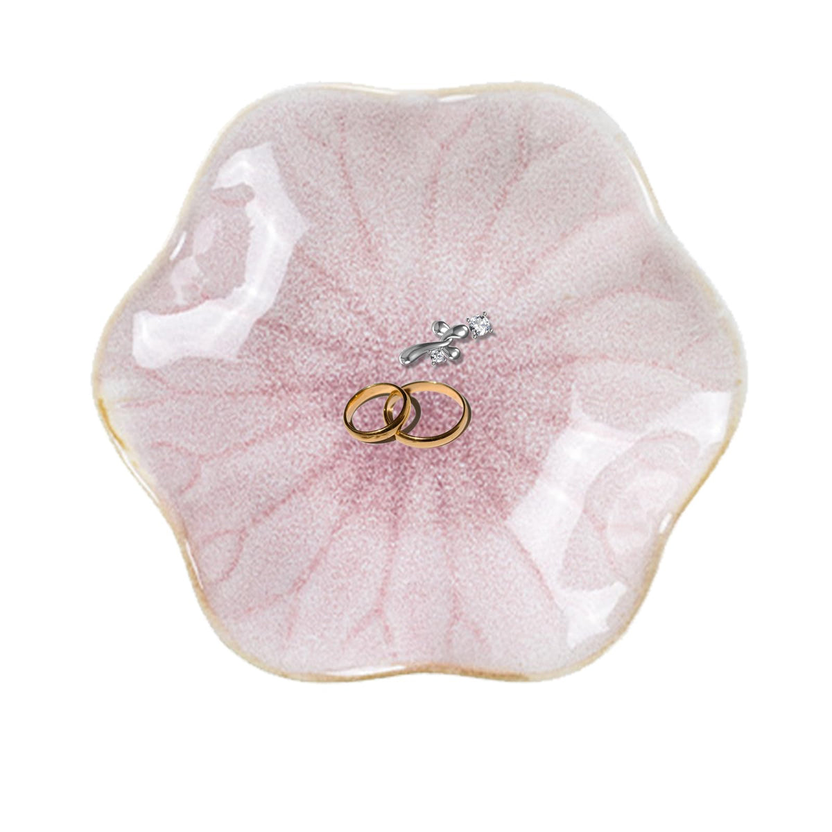 Lotus Leaf Ceramic Jewelry Ring Dish for Women (Mist Green)