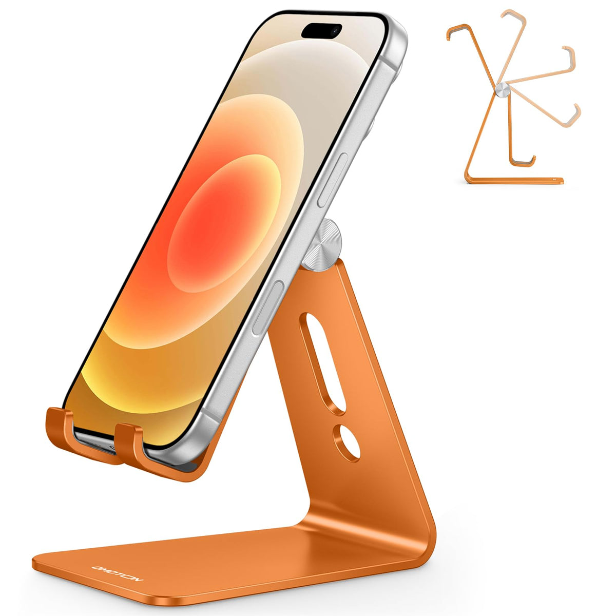 OMOTON C2 Adjustable Aluminum Cell Phone Stand with Charging Cutout, Black
